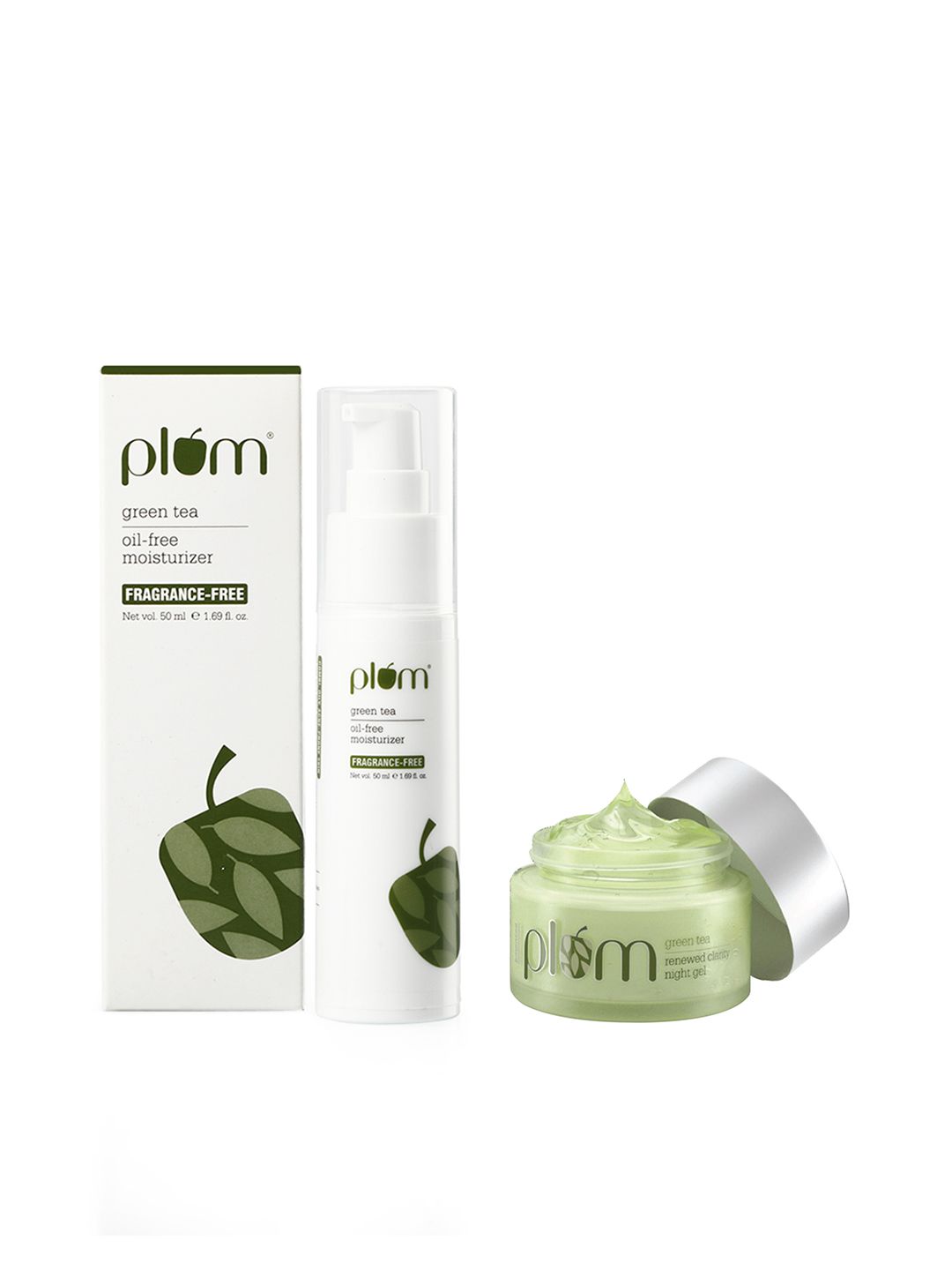 Plum Plum Set of Green Tea Night Gel & Oil Free Moisturizer 100 ml