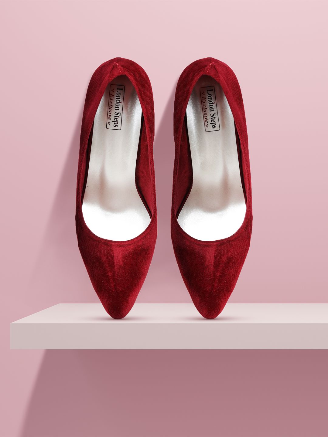 LONDON STEPS Maroon Suede Stiletto Pumps Price in India