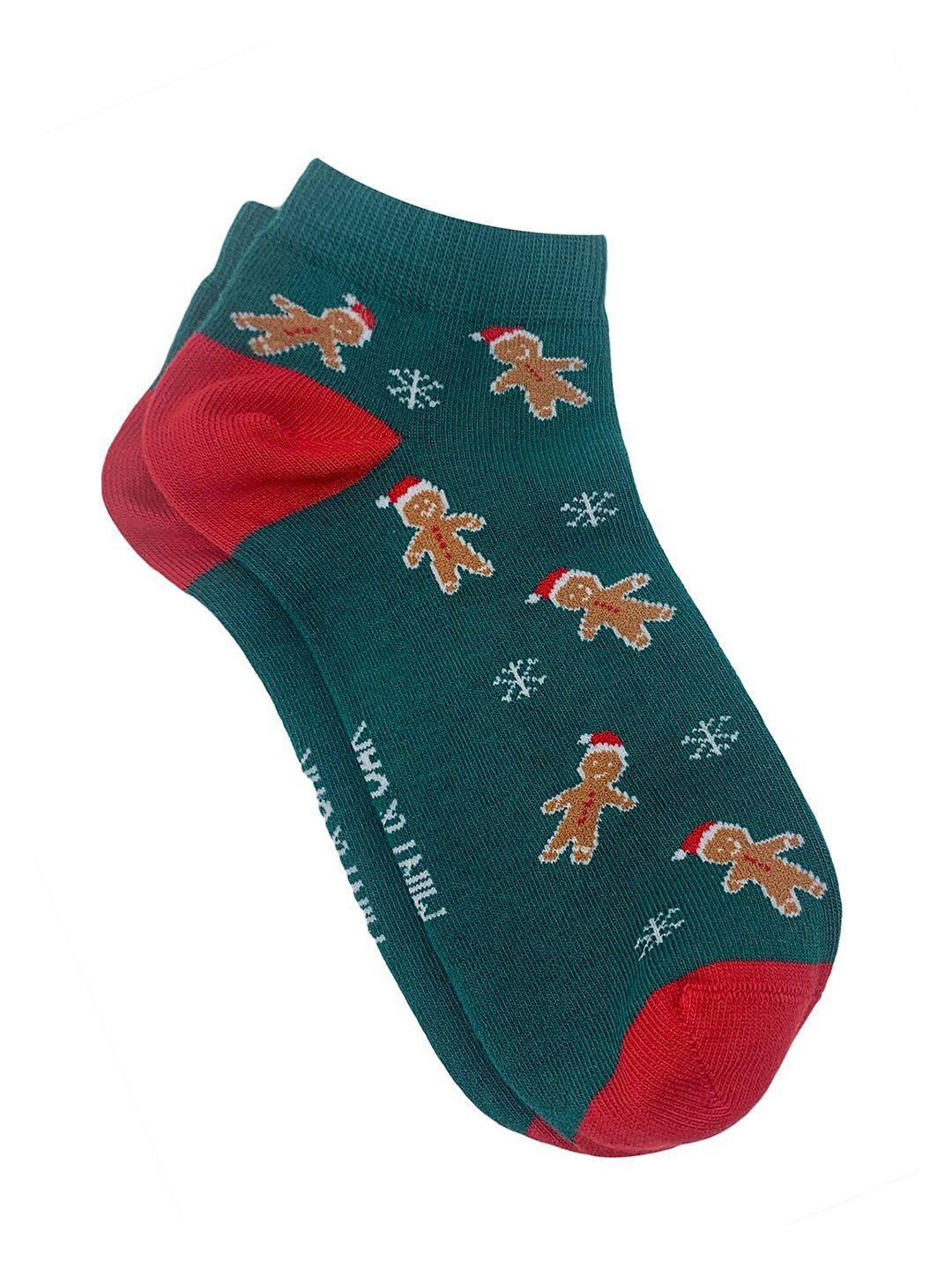 Mint & Oak Men Green & Red Gingerbread Patterned Above Ankle-Length Socks