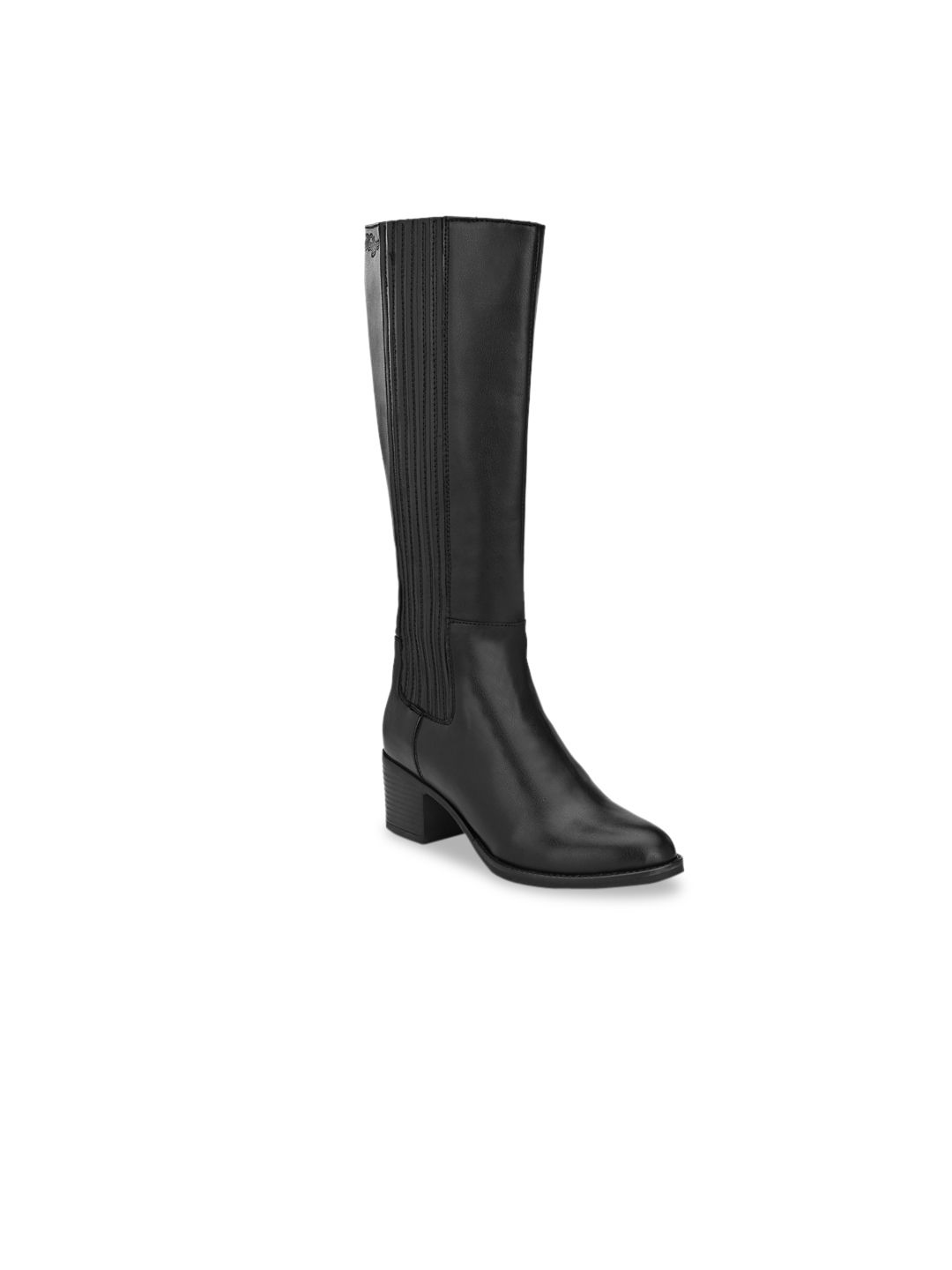 Delize Women Black Block Heeled Boots Price in India