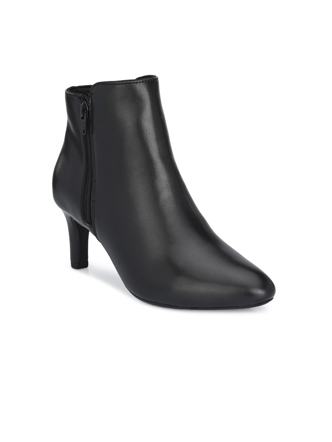 Delize Black Solid Heeled Boots Price in India