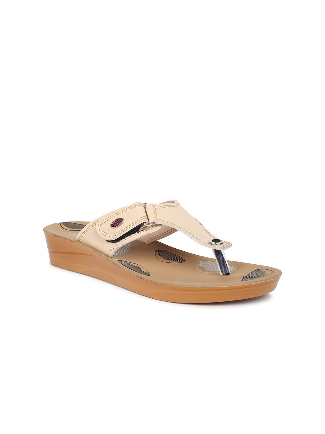 Paragon Women Beige & Grey Printed Thong Flip-Flops Price in India