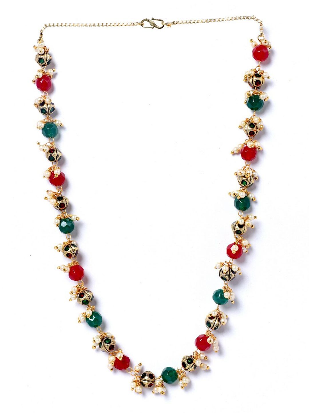 Brandsoon Women Green & Red Brass Gold-Plated Necklace Price in India