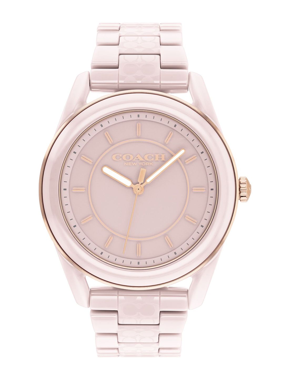 Coach Women Beige Embellished Dial & Beige Ceramic Bracelet Style Straps Analogue Watch NCCO14503772W Price in India