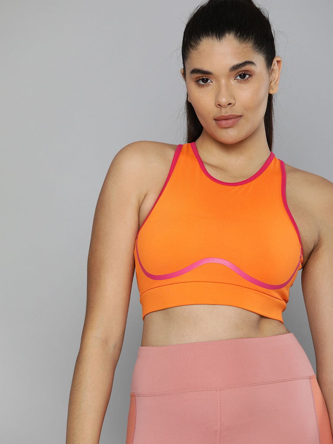 HRX By Hrithik Roshan Women Marmalade Rapid-Dry Solid Training Sports Bra Price in India