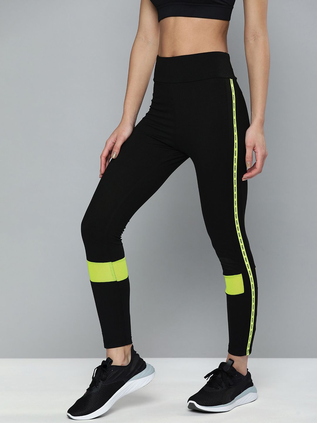 HRX By Hrithik Roshan Running Women Jet Black Rapid-Dry Brand Carrier Tights Price in India