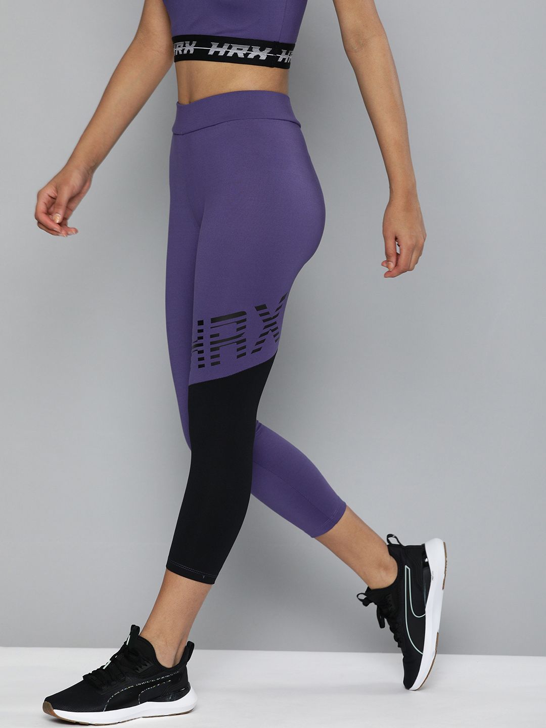 HRX By Hrithik Roshan Training Women Deep wisteria Rapid-Dry Brand Carrier Tights Price in India