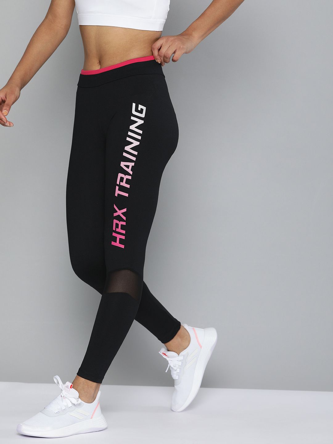 HRX By Hrithik Roshan Training Women Jet Black Rapid-Dry Brand Carrier Tights Price in India