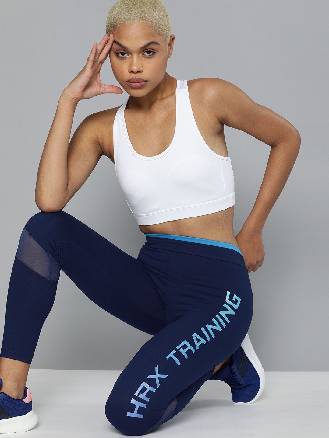 HRX By Hrithik Roshan Training Women Medieval Blue Rapid-Dry Brand Carrier Tights Price in India