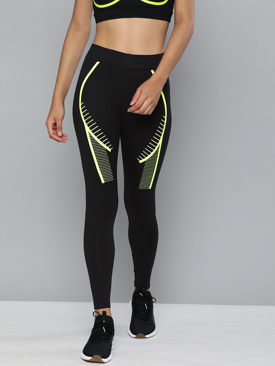HRX By Hrithik Roshan Training Women Jet Black Rapid-Dry Solid Tights Price in India