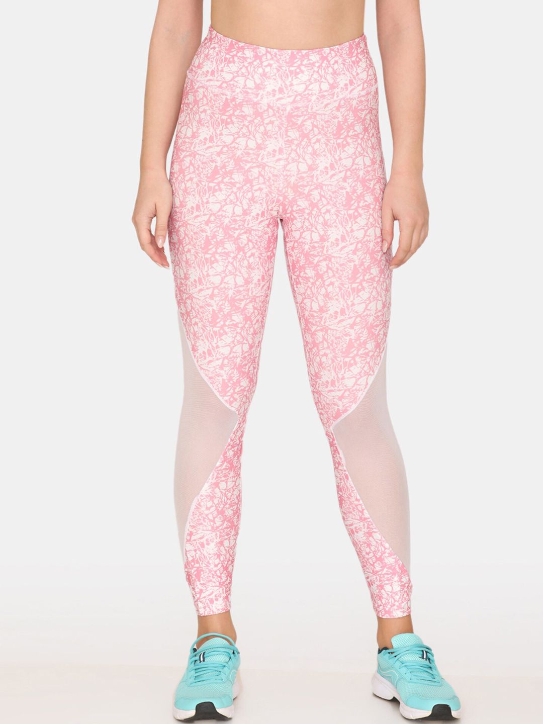 Zelocity by Zivame Women Pink & White Printed Tights Price in India