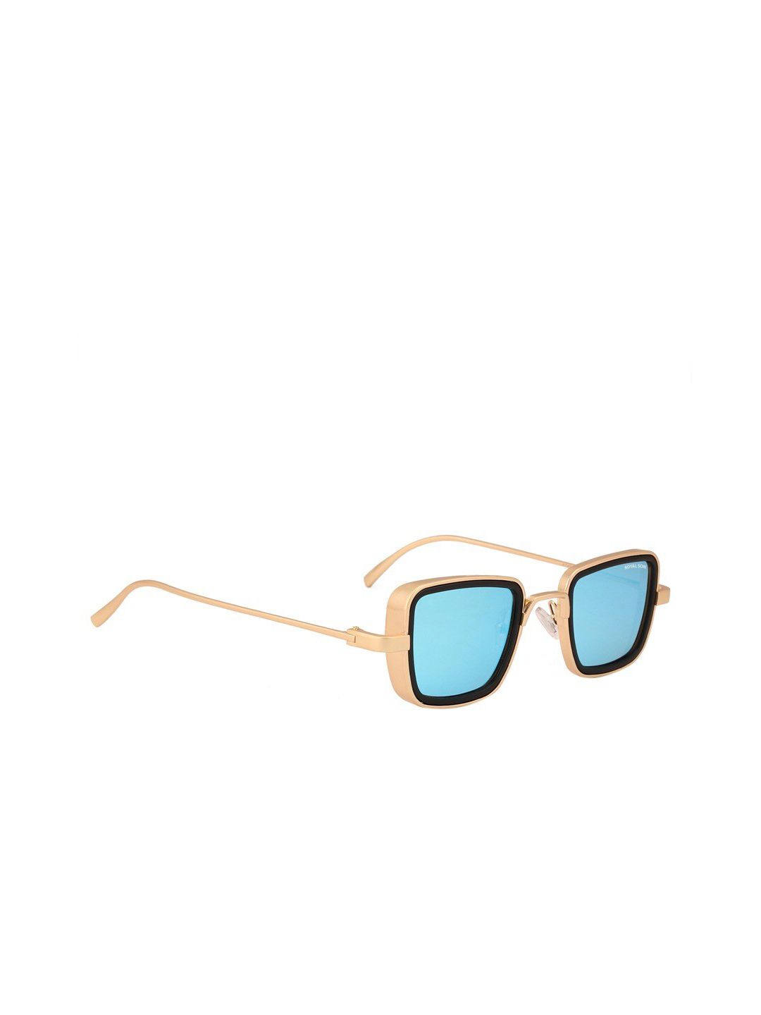 ROYAL SON Unisex Blue Lens & Gold-Toned Full Rim Square Sunglasses CHI0070-R1-Blue Price in India