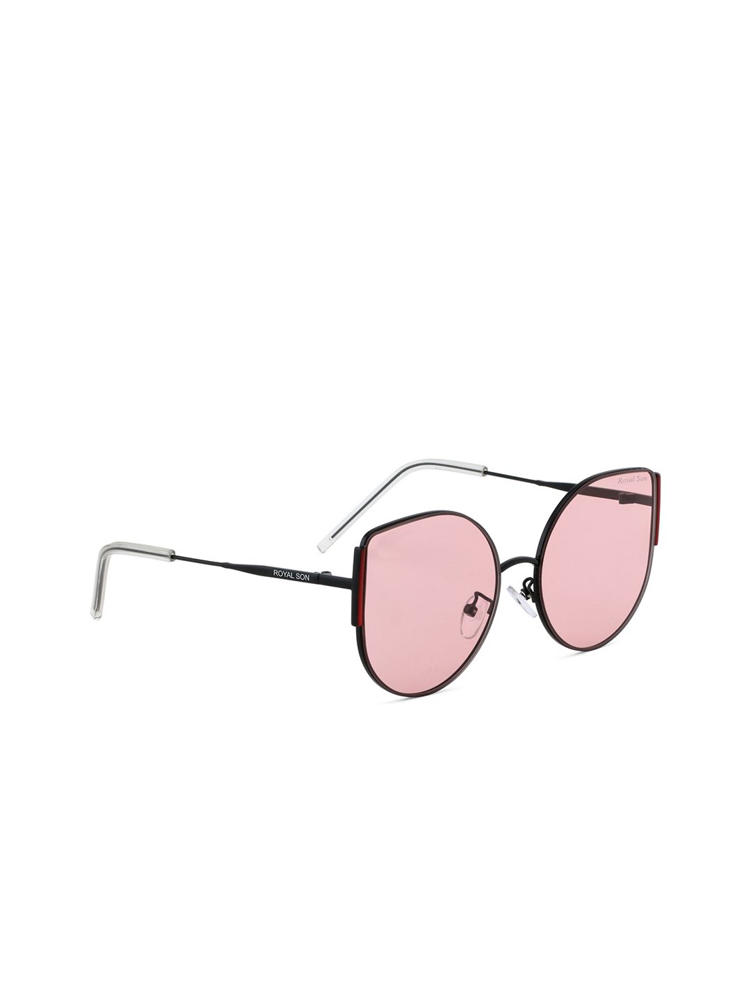 ROYAL SON Women Pink Lens & Black Cateye Sunglasses with UV Protected Lens Price in India