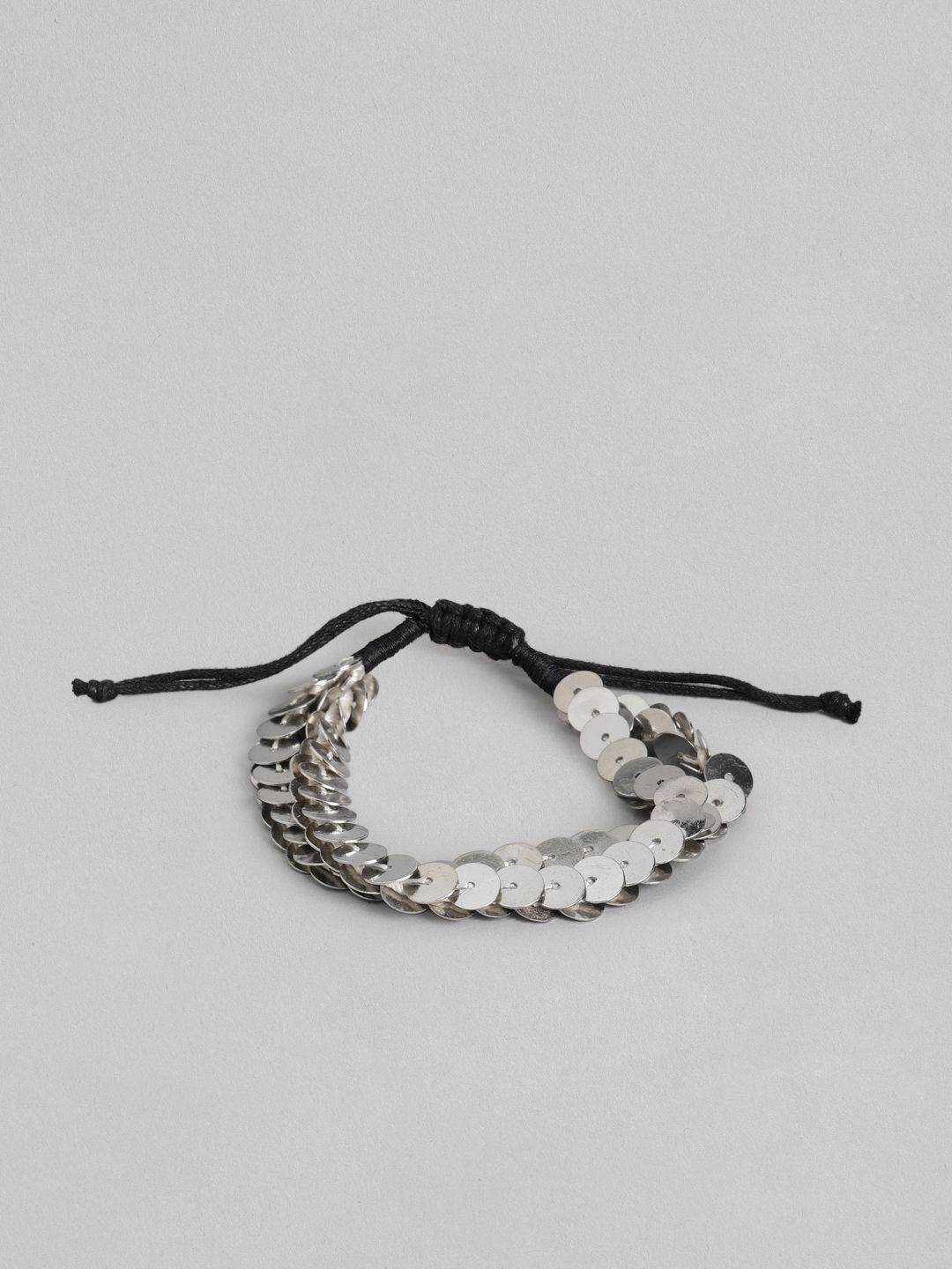RICHEERA Women Silver-Toned & Black Charm Bracelet Price in India