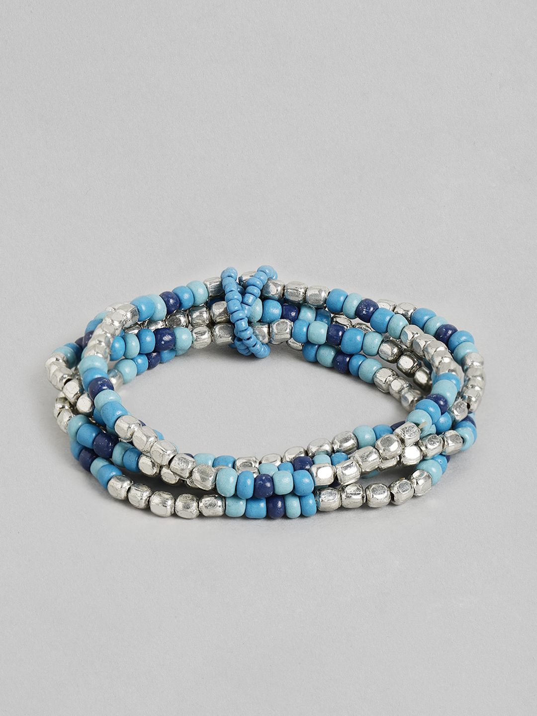 RICHEERA Women Blue & Silver-Toned Silver-Plated Multistrand Bracelet Price in India