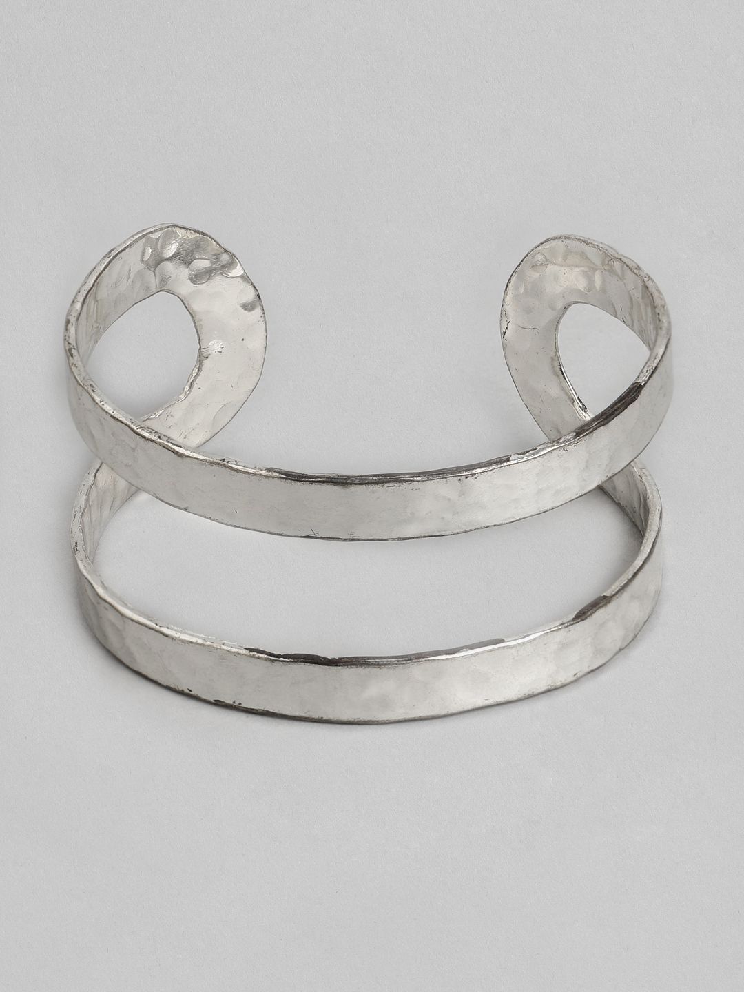 RICHEERA Women Silver-Toned Silver-Plated Cuff Bracelet Price in India
