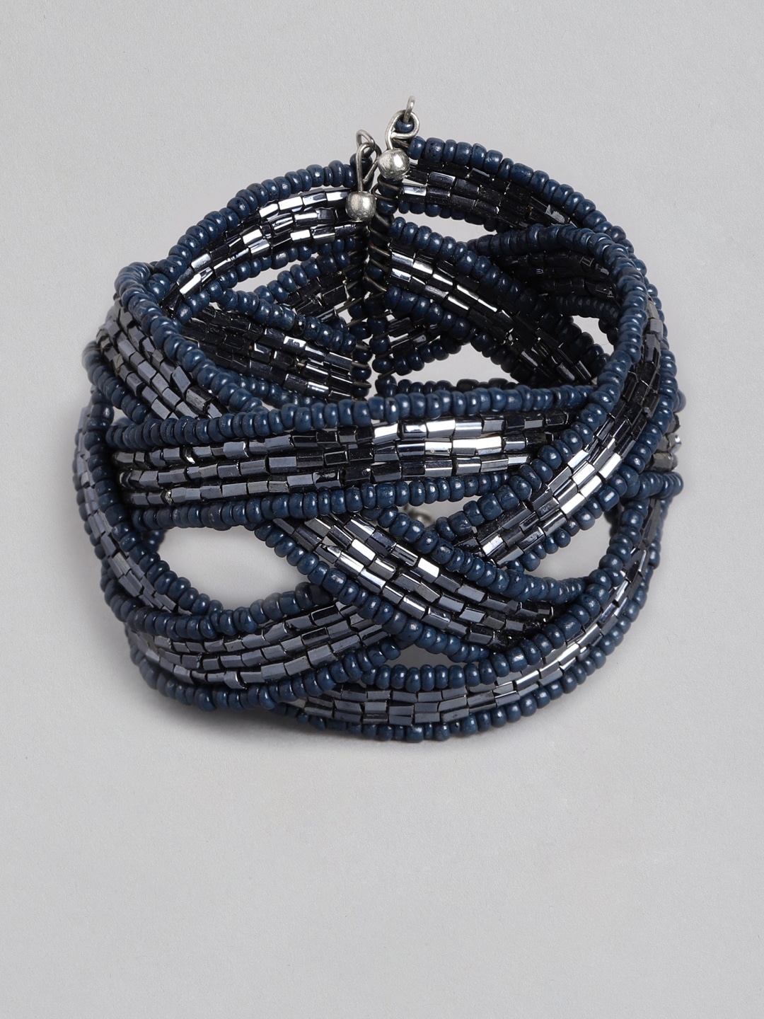 RICHEERA Women Navy Blue & Black Cuff Bracelet Price in India