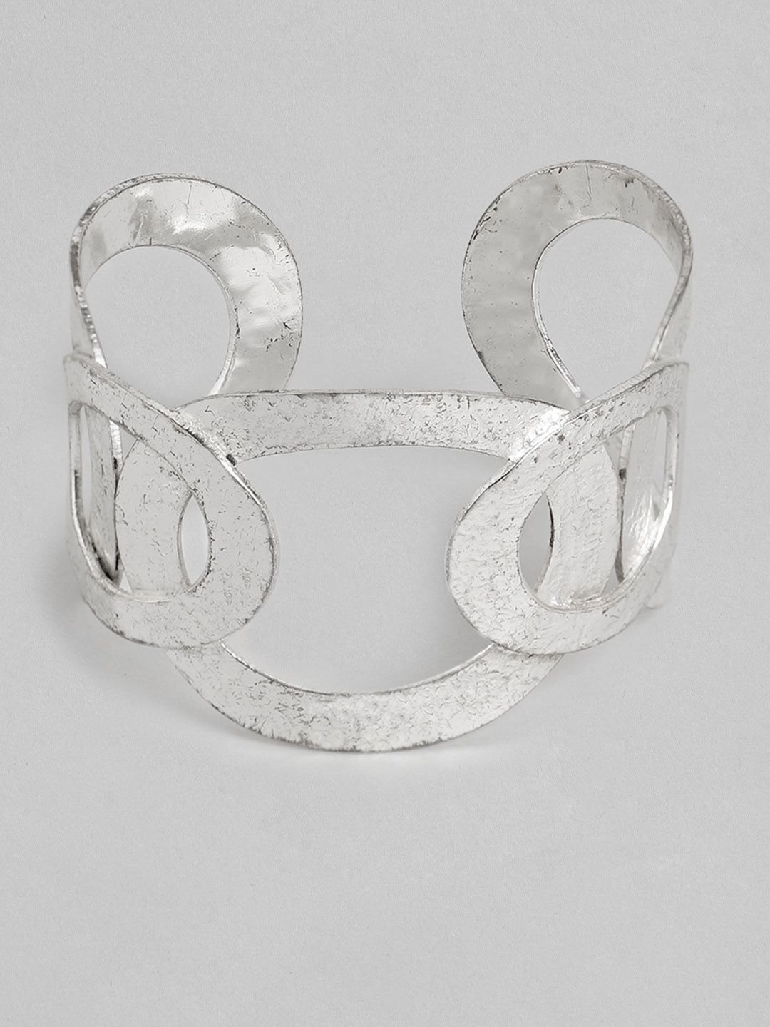 RICHEERA Women Silver-Toned Silver-Plated Cuff Bracelet Price in India