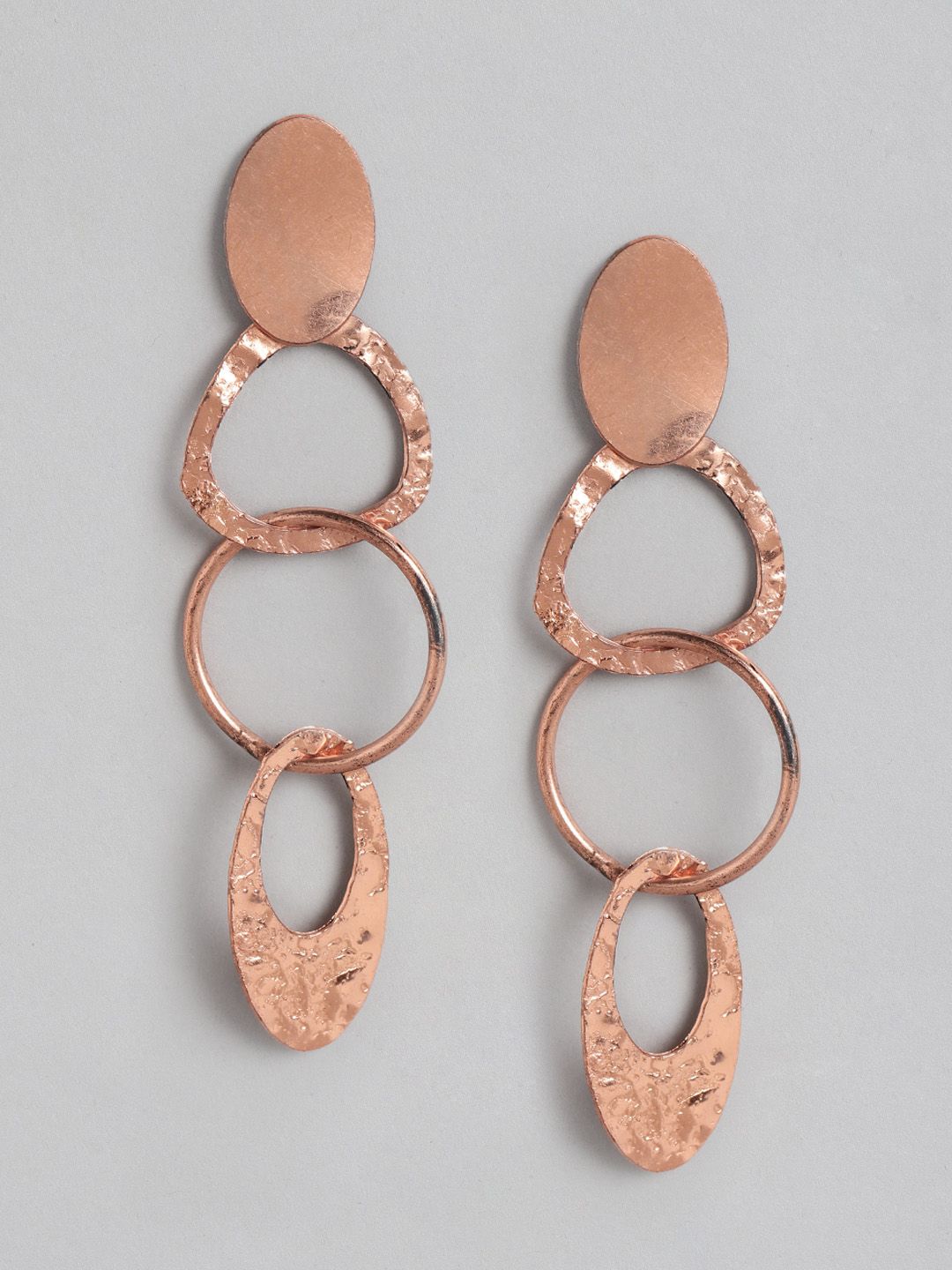 RICHEERA Rose Gold Circular Drop Earrings Price in India