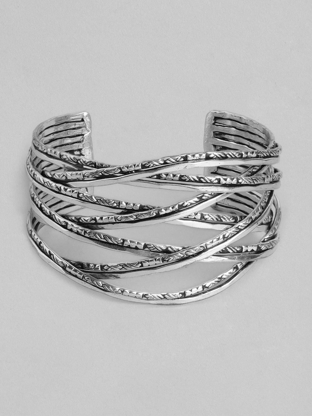 RICHEERA Women Silver-Toned Cuff Bracelet Price in India