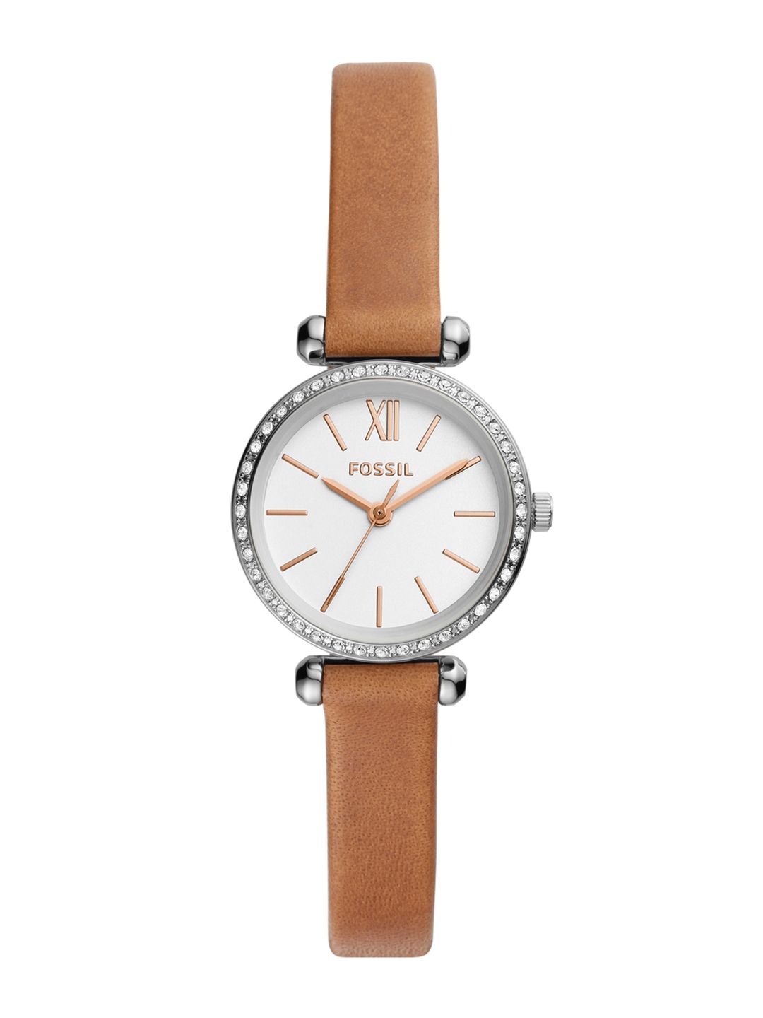 Fossil Women White Dial & Brown Leather Straps Tillie Analogue Watch BQ3504 Price in India