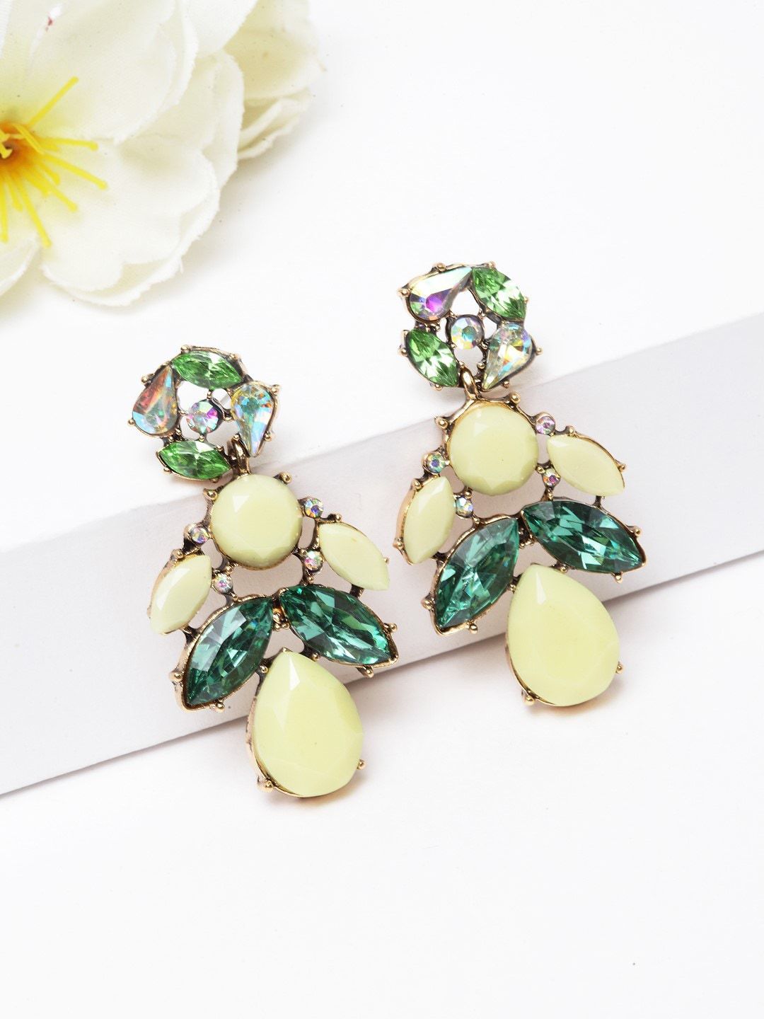 AVANT-GARDE PARIS Green Contemporary Drop Earrings Price in India