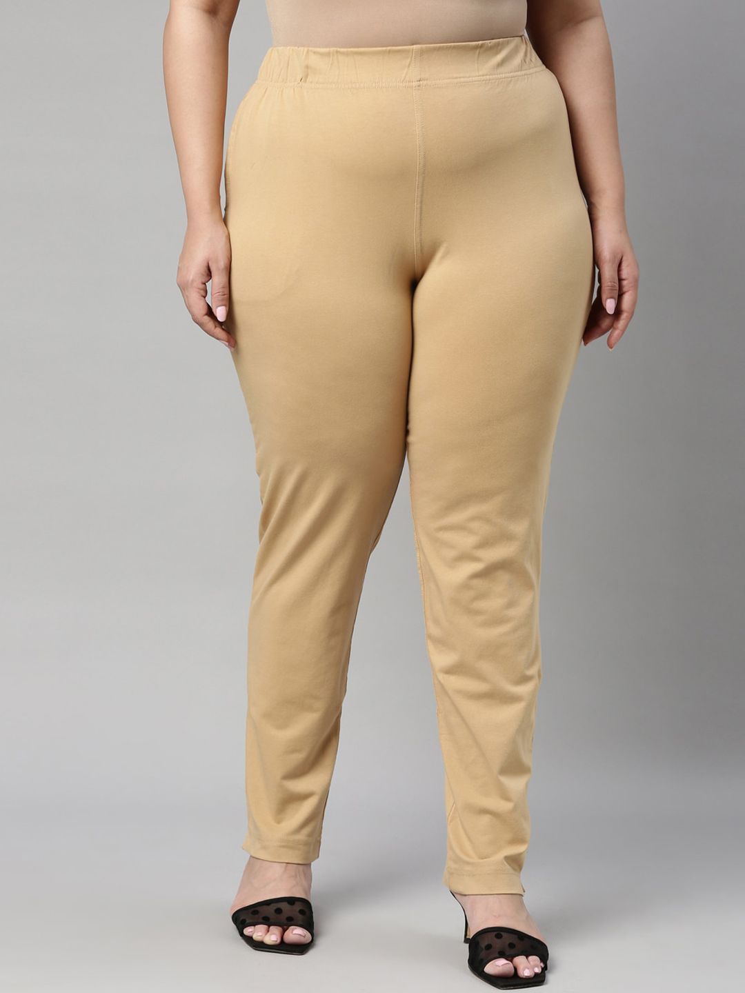 Go Colors Women Yellow Cotton Tapered Fit Trousers Price in India