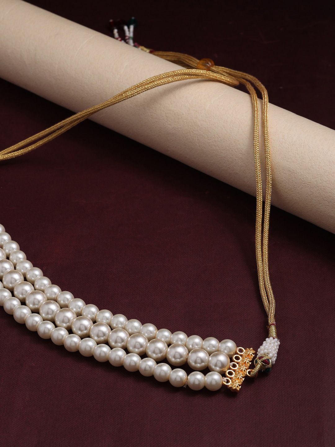 Shoshaa Women Gold-Toned & White Pearl Layered Necklace Price in India