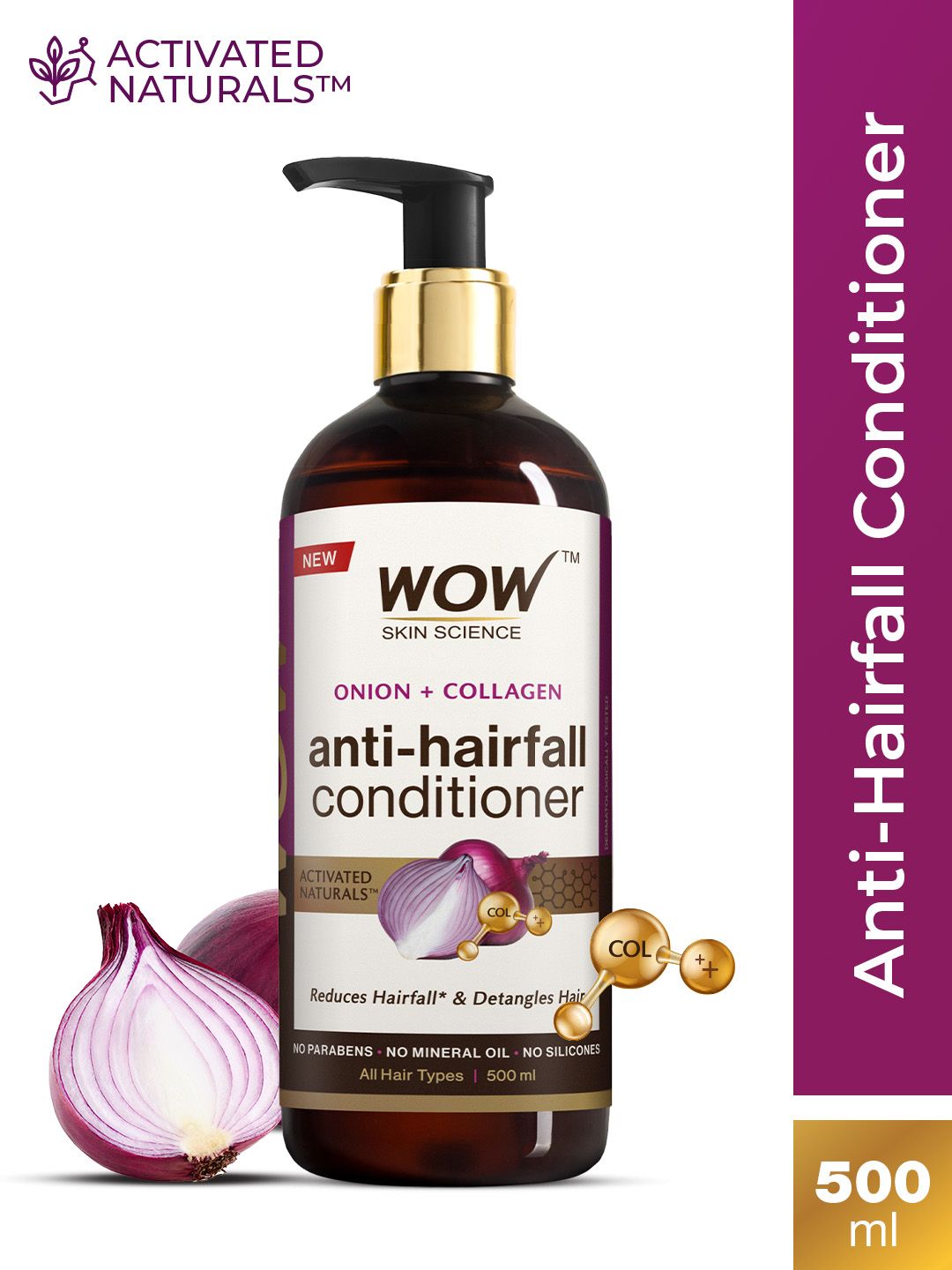 WOW SKIN SCIENCE Unisex Red Onion Black Seed Oil Hair Conditioner -500mL