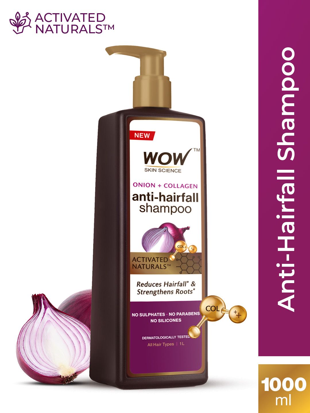 WOW SKIN SCIENCE Onion Shampoo for Hair Growth with Red Onion Seed Oil Extract - 1 Litre