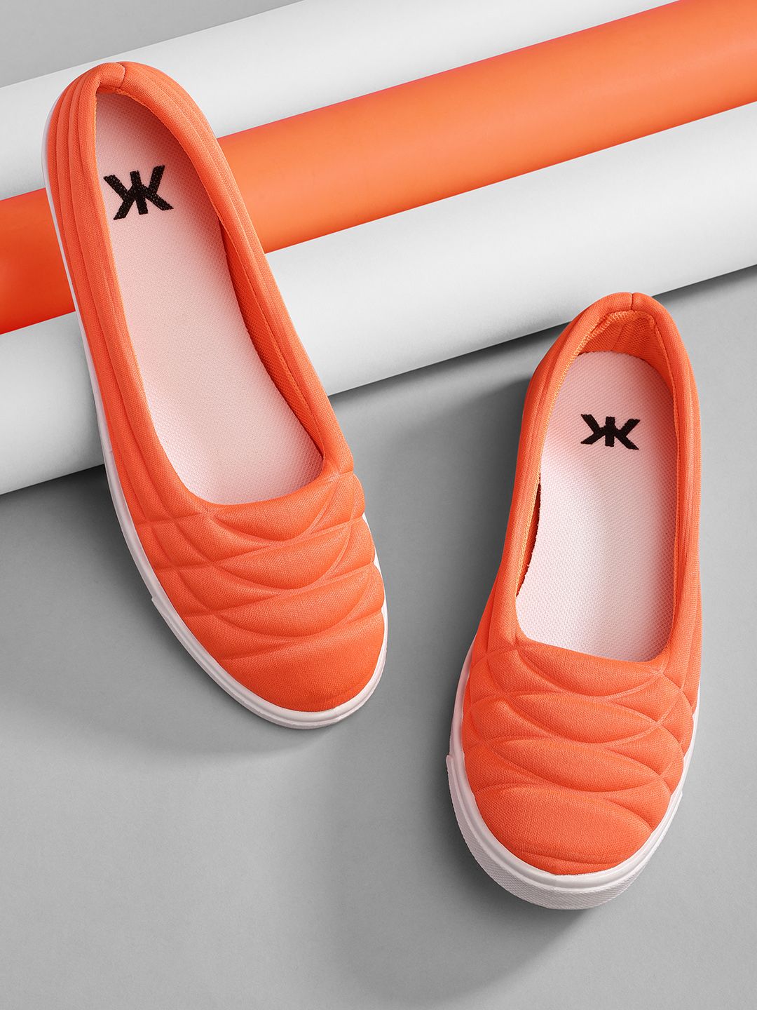 Kook N Keech Women Orange Quilted Ballerinas