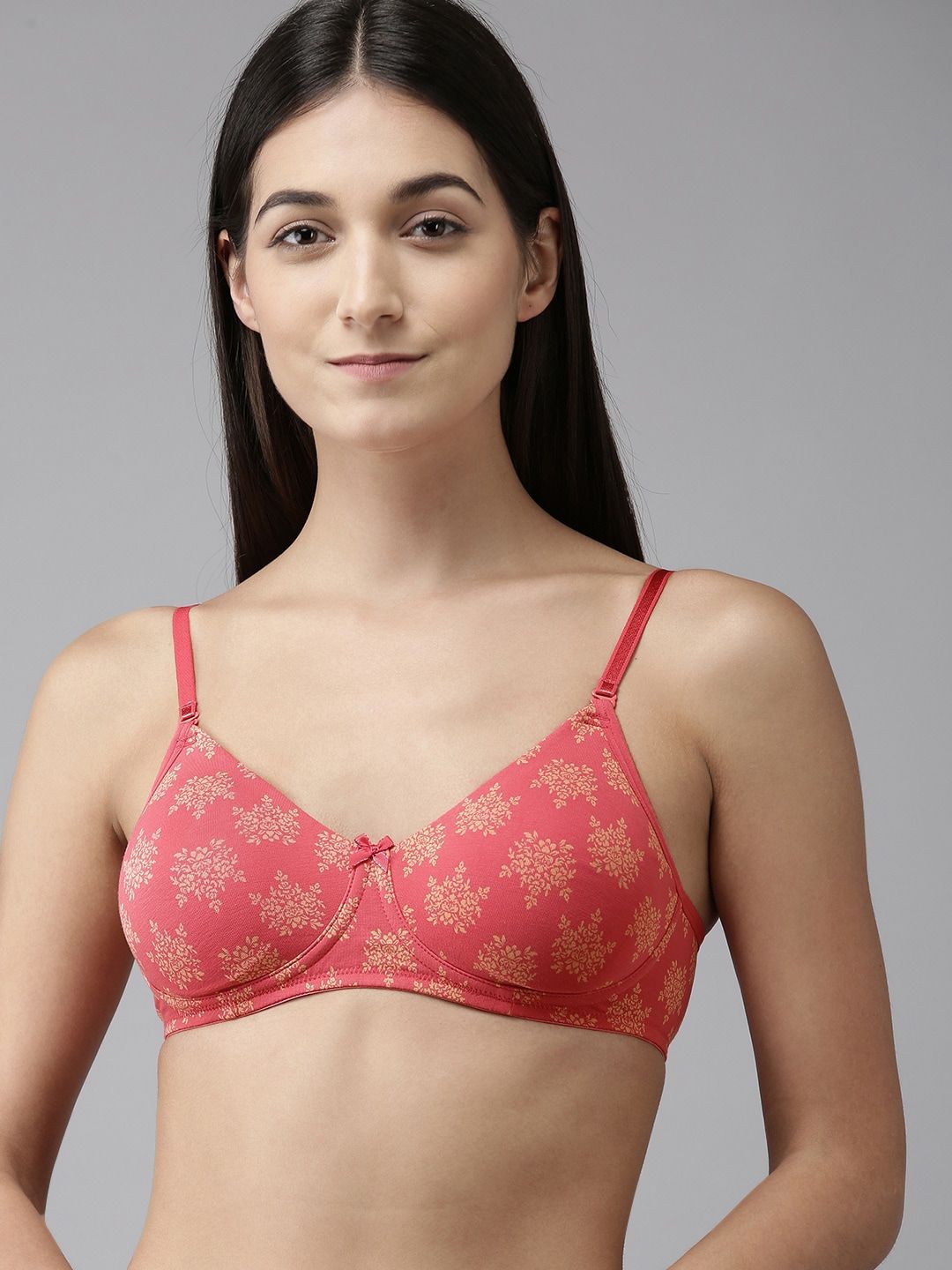 Van Heusen Peach-Coloured Floral Everyday Bra Price in India