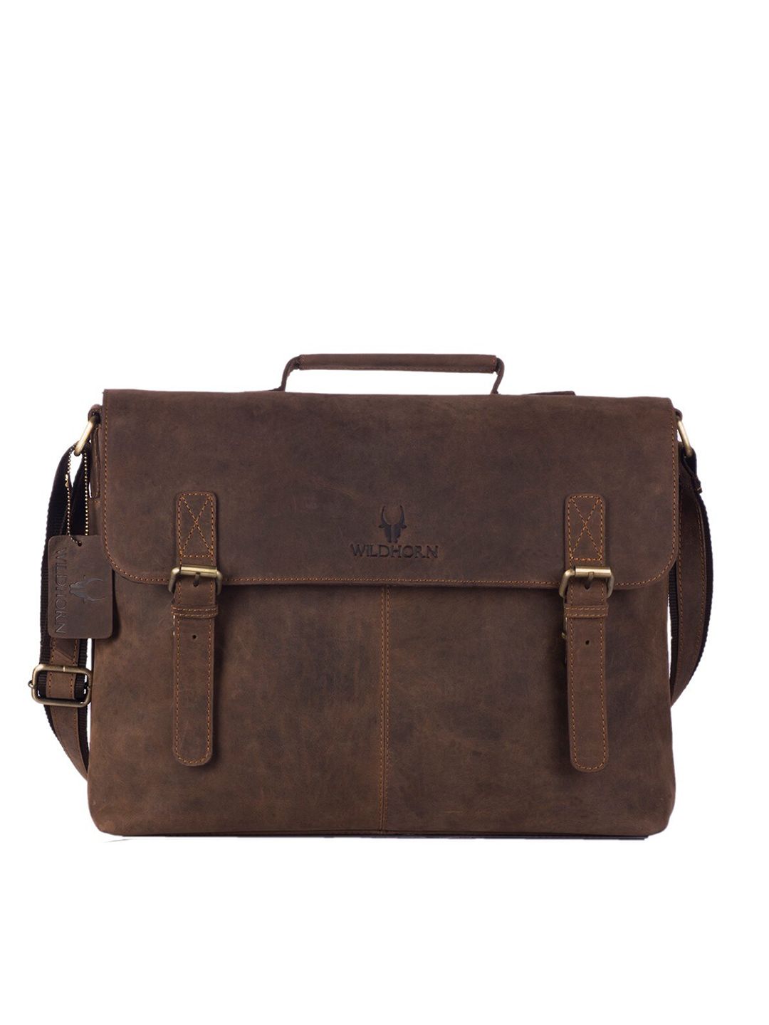 WILDHORN Laptop Bags : Buy WILDHORN Brown Leather Laptop Messenger