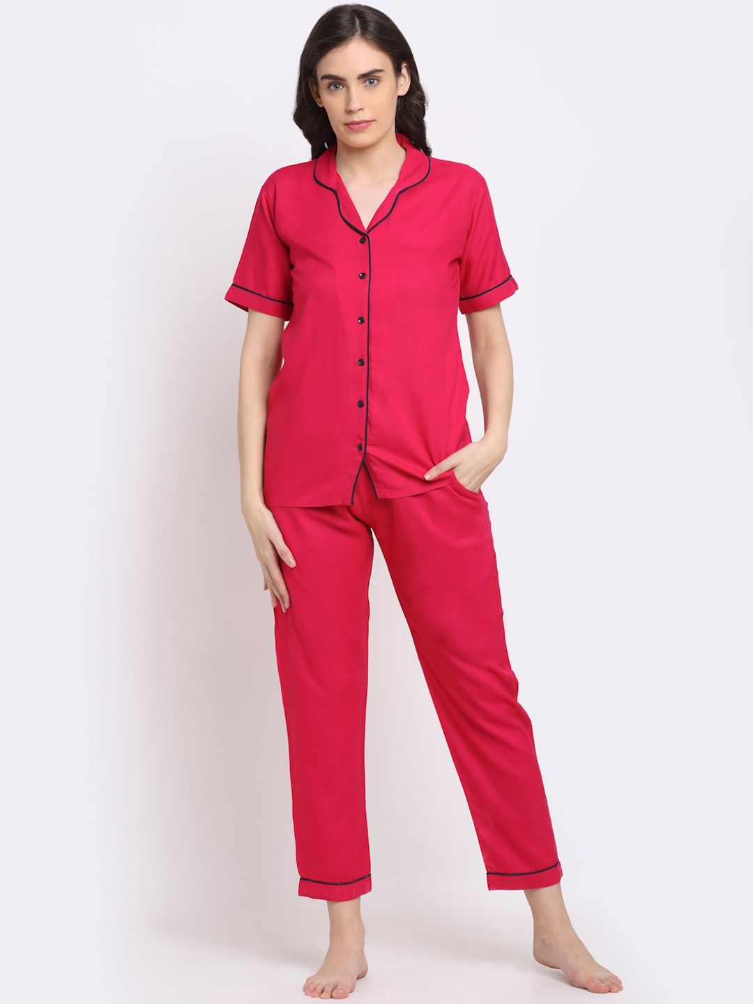 NEUDIS Women Magenta Pink Night suit Price in India