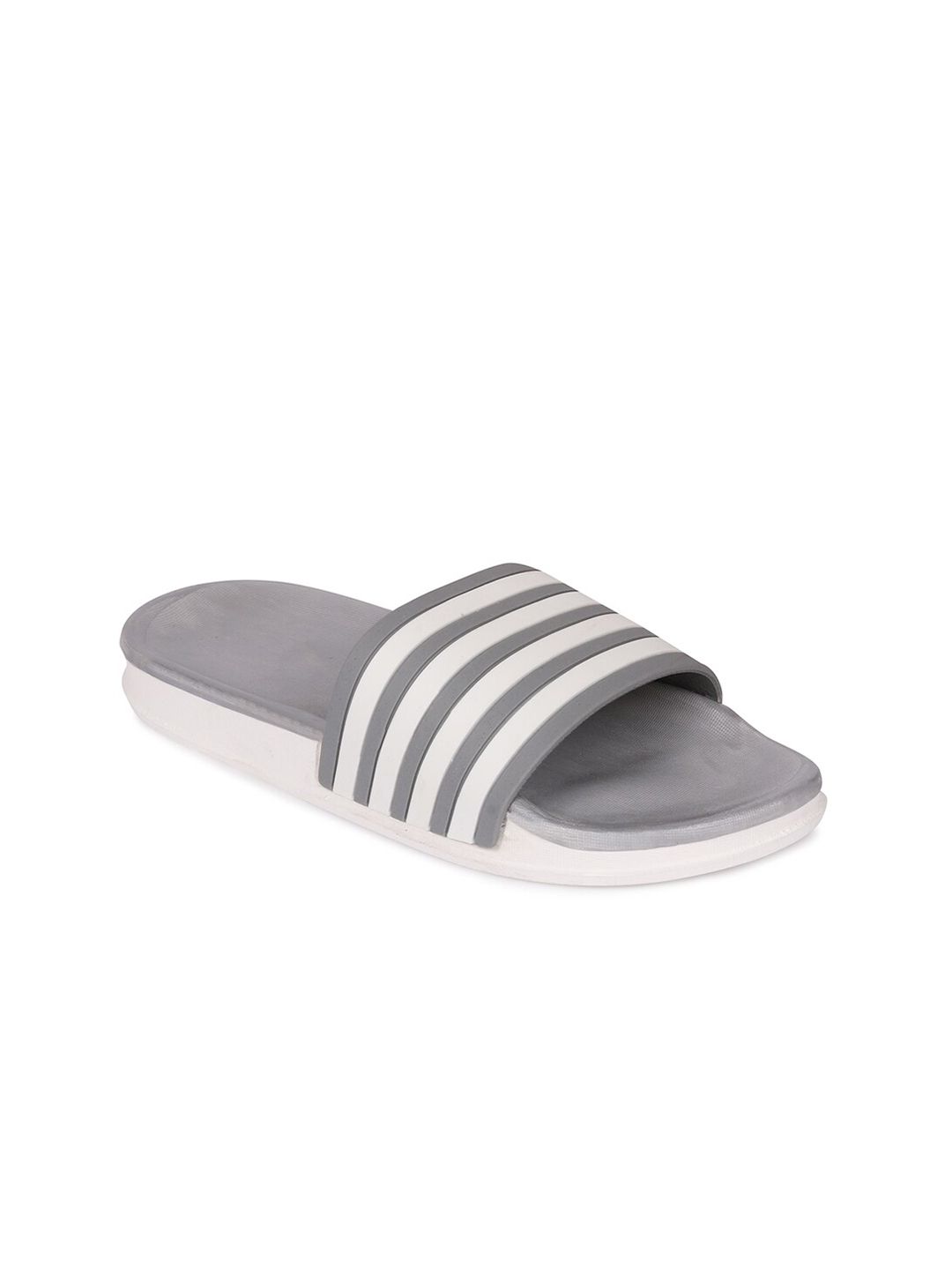 Longwalk Women Grey & White Striped Sliders Price in India