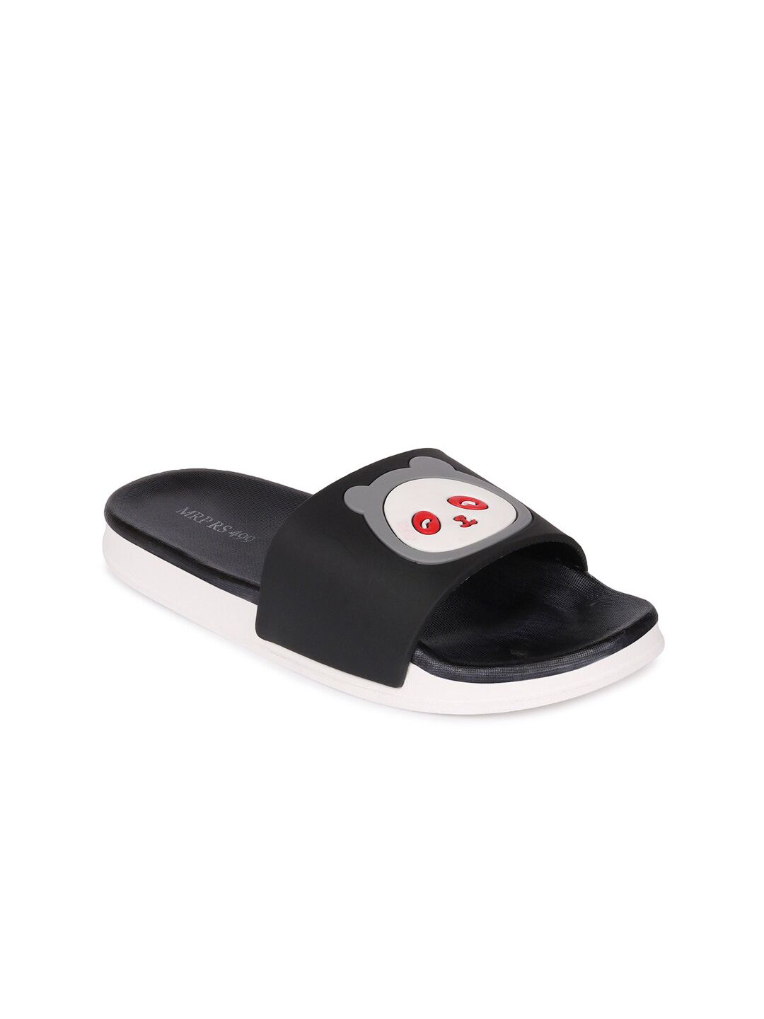 Longwalk Women Black & Pink Printed Sliders Price in India