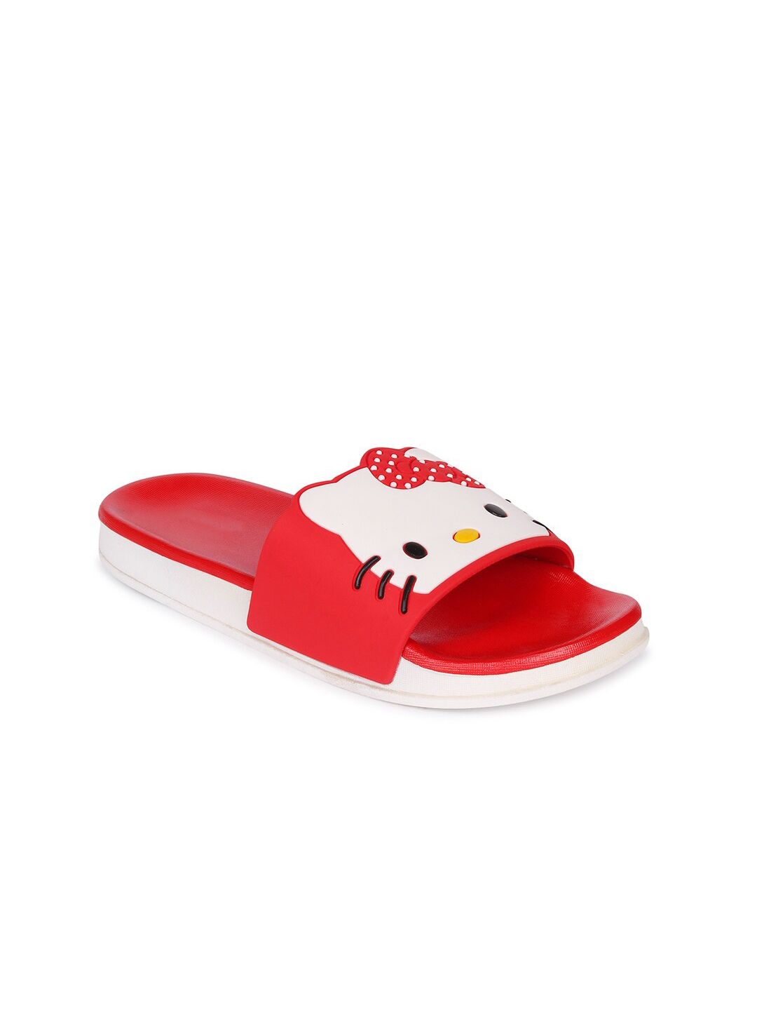 Longwalk Women Red & White Hello Kitty Printed Sliders Price in India