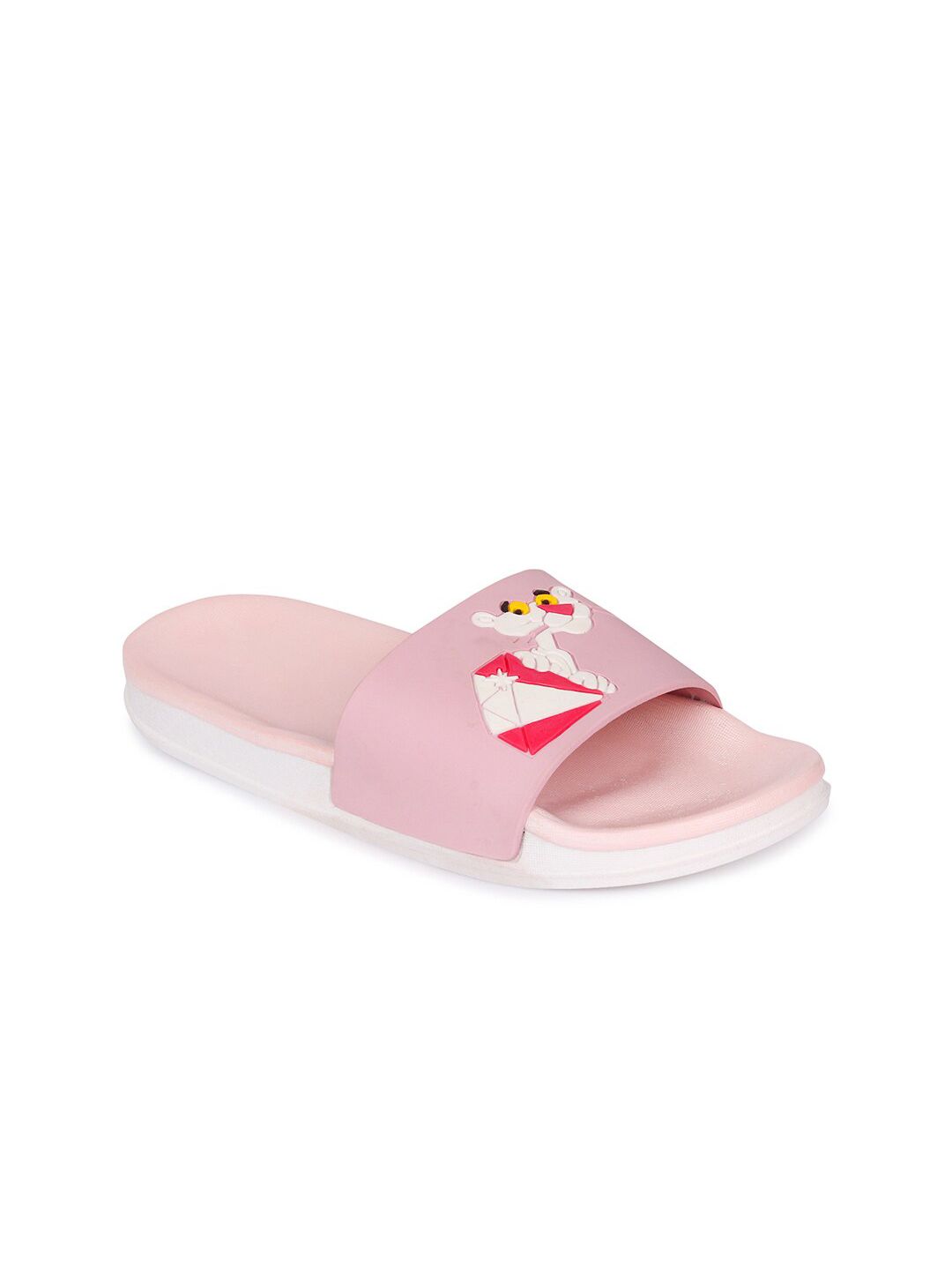 Longwalk Women Pink & White Printed Sliders Price in India