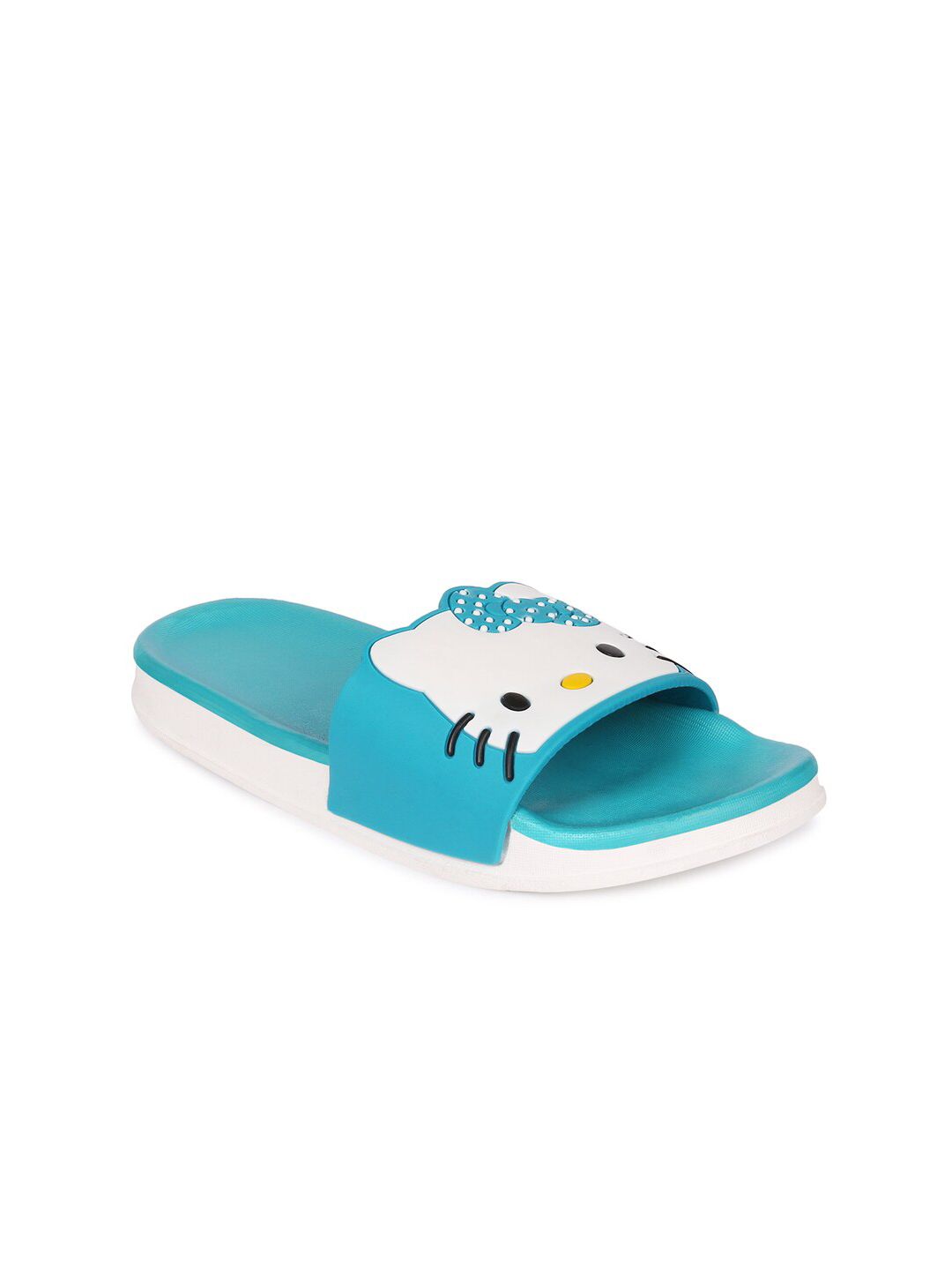 Longwalk Women Turquoise Blue & White Printed Sliders Price in India