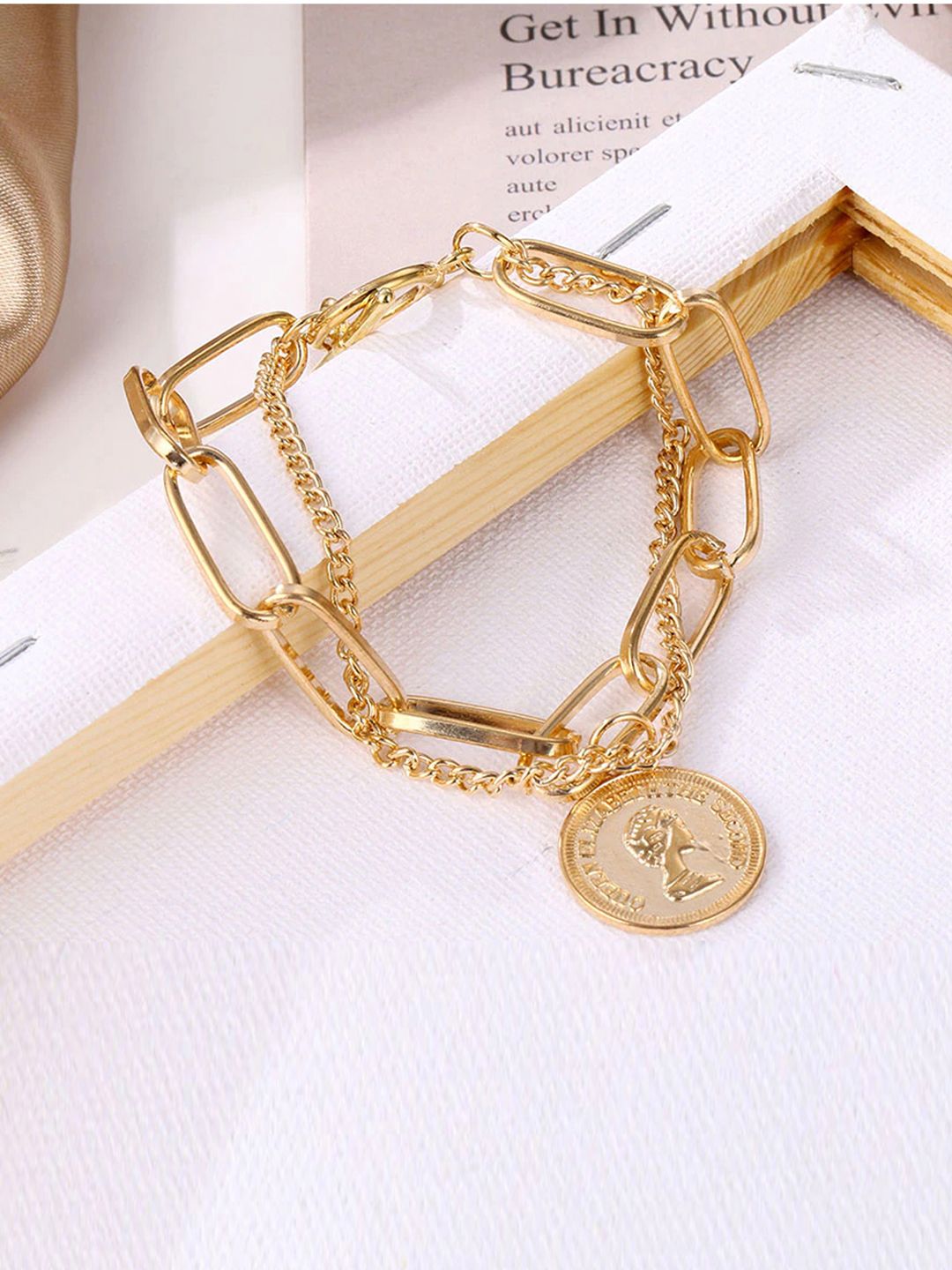 Jewels Galaxy Gold-Plated Layered Link Bracelet Price in India