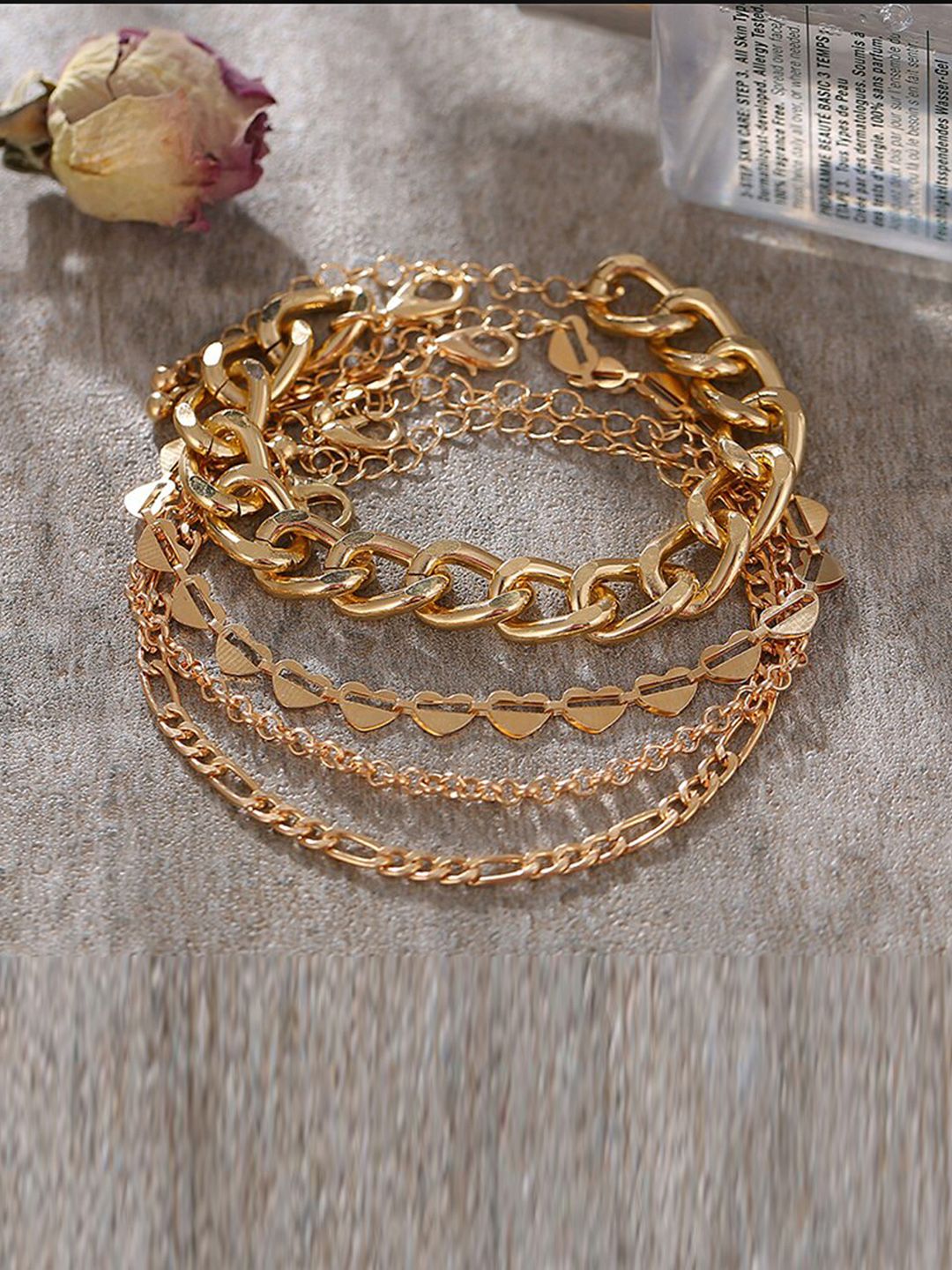 Jewels Galaxy Set of 4 Gold-Plated Link Chain Bracelets Price in India