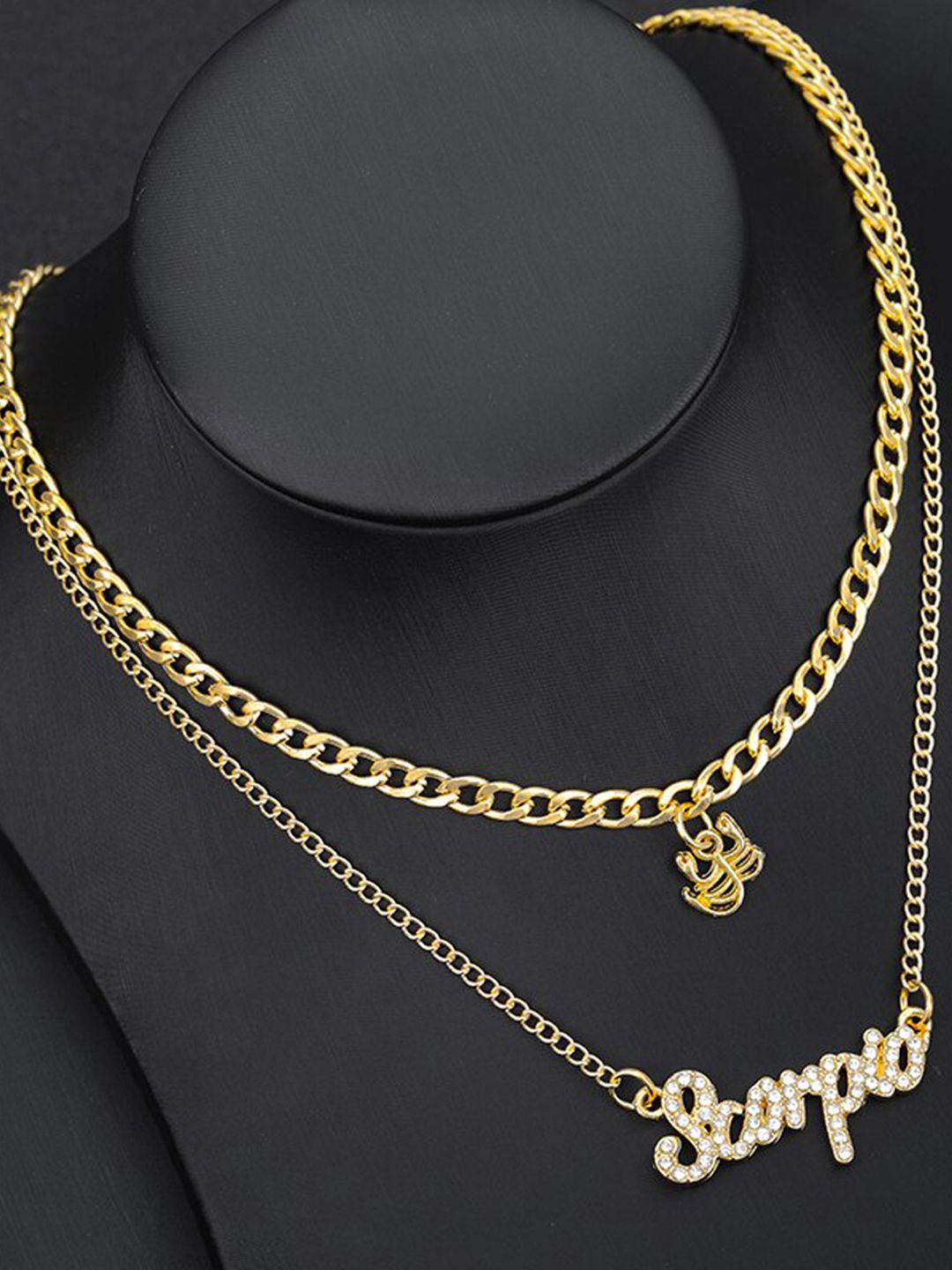 Jewels Galaxy Gold-Plated Stone-Studded Scorpio Sun Sign Layered Necklace Price in India