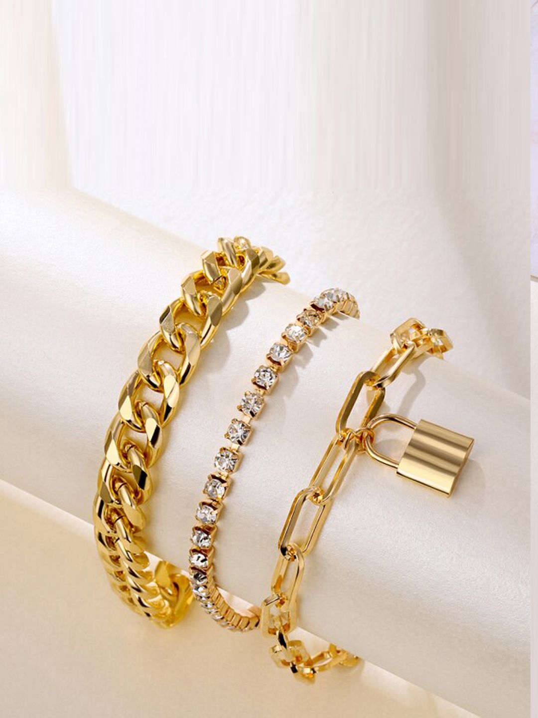 Jewels Galaxy Set of 3 Gold-Plated Bracelets Price in India