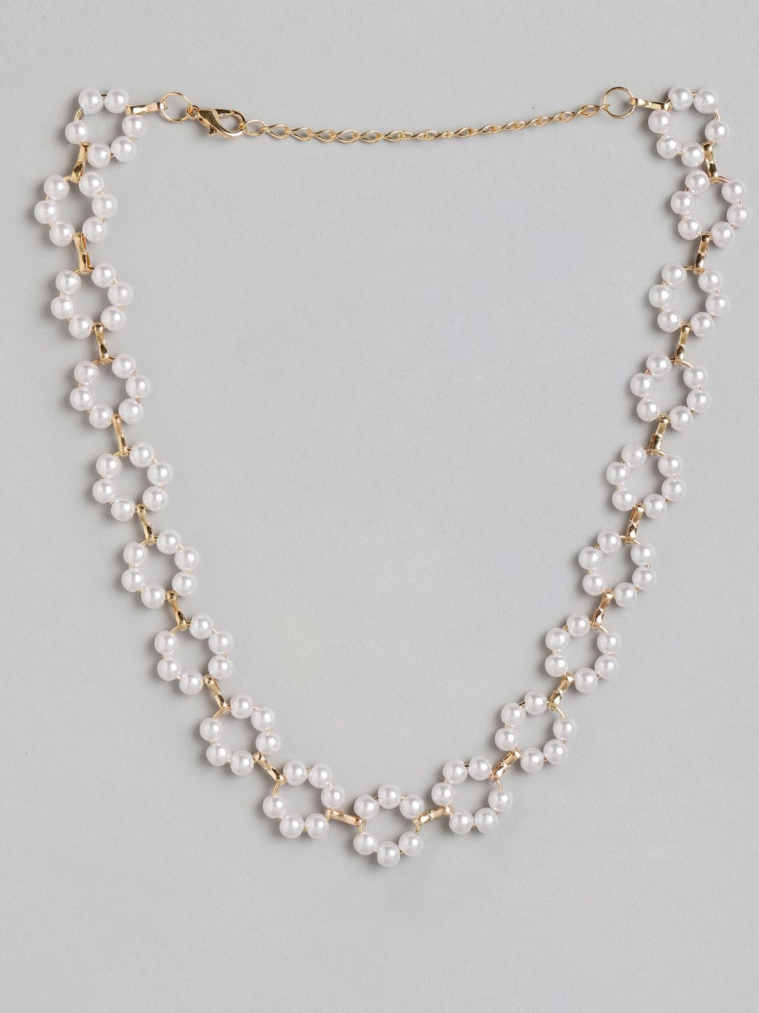 Jewels Galaxy White Gold-Plated Floral Beaded Necklace Price in India