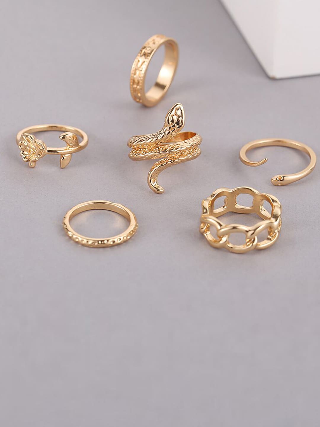 Jewels Galaxy Set of 6 Gold-Plated Finger Rings Price in India