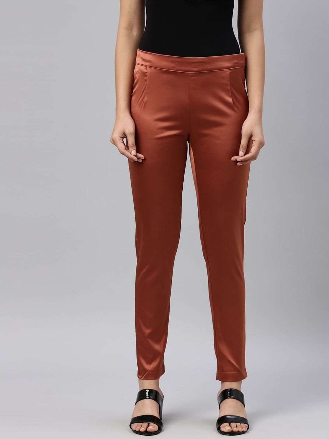 Go Colors Women Rust Trousers Price in India