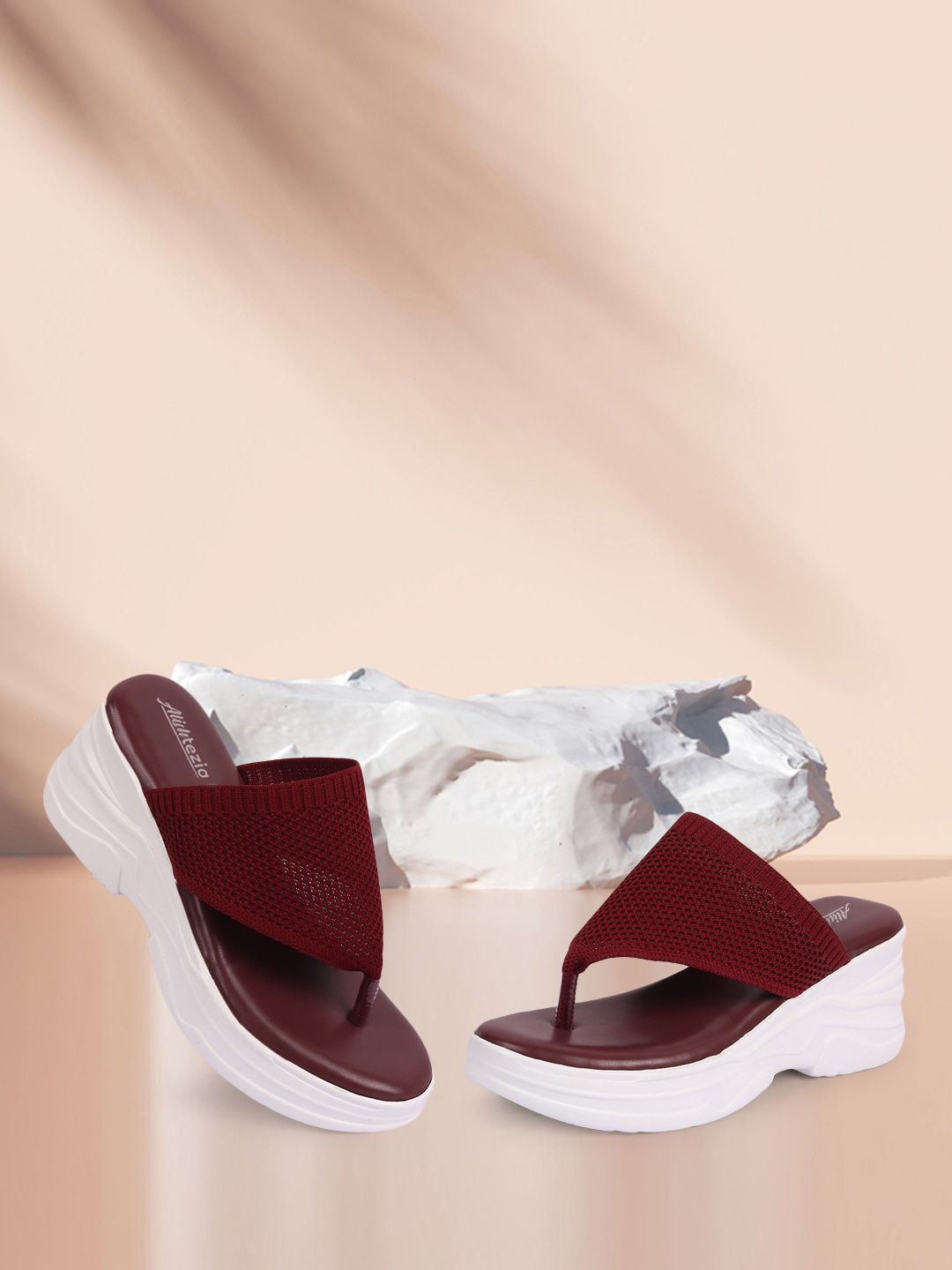 Alishtezia Maroon Platform Sandals Price in India