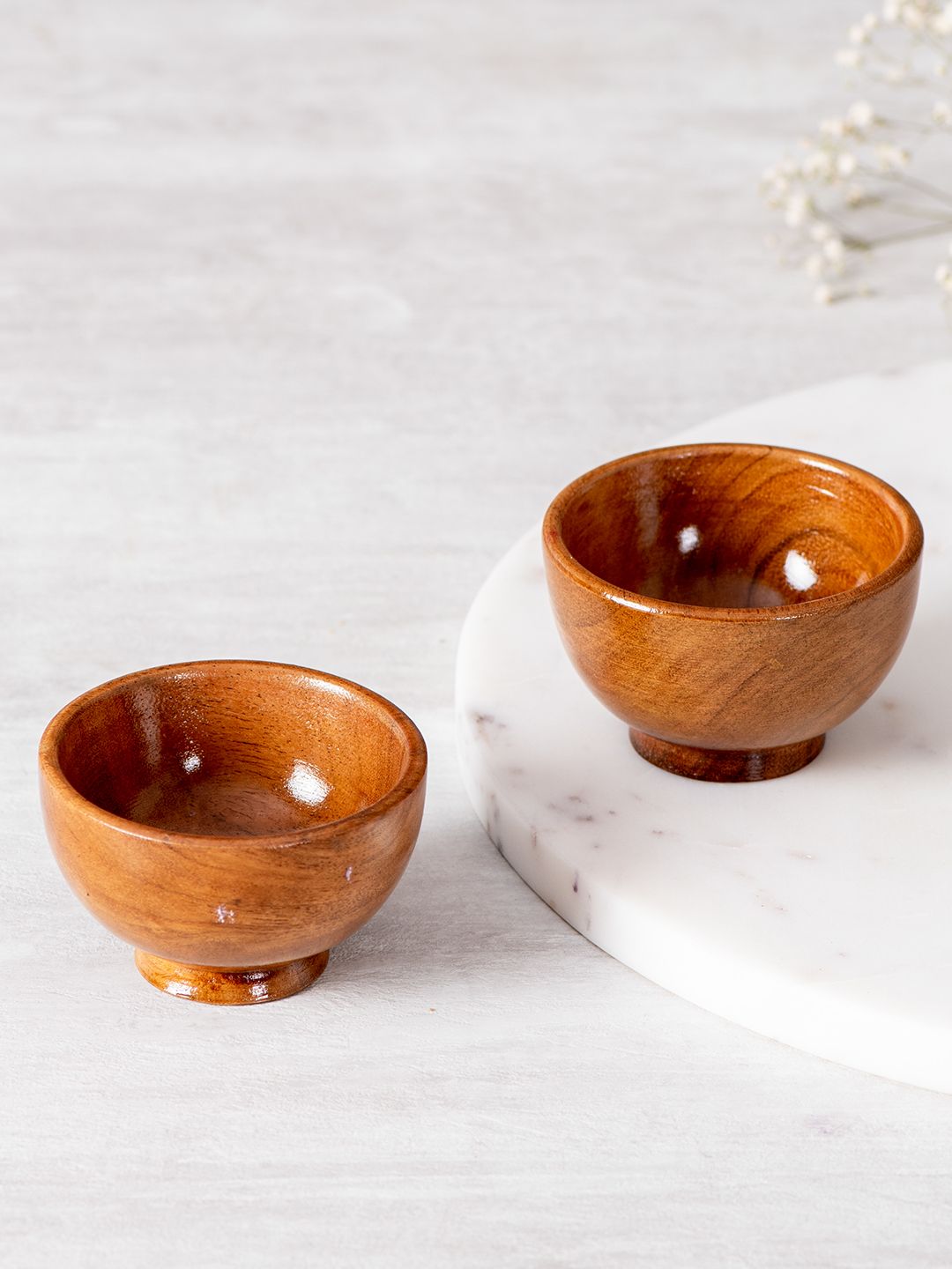 nestroots Set of 2 Brown Solid Wooden Serving Bowls Price in India
