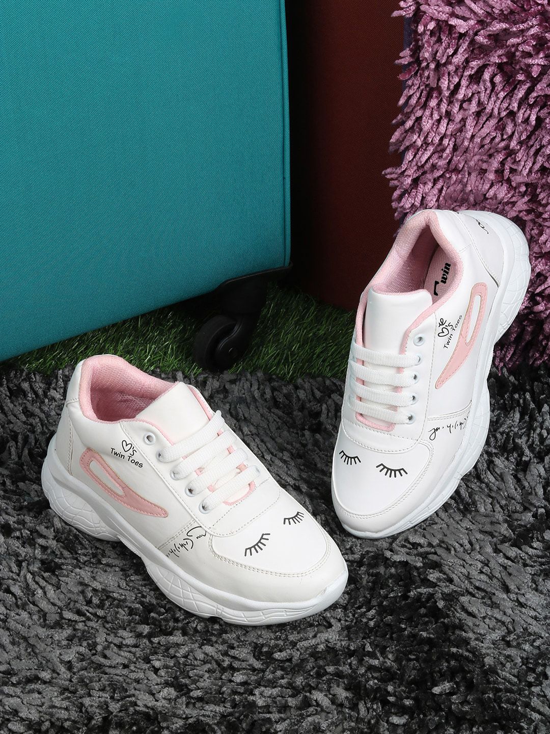 TWIN TOES Women Pink Colourblocked Sneakers Price in India