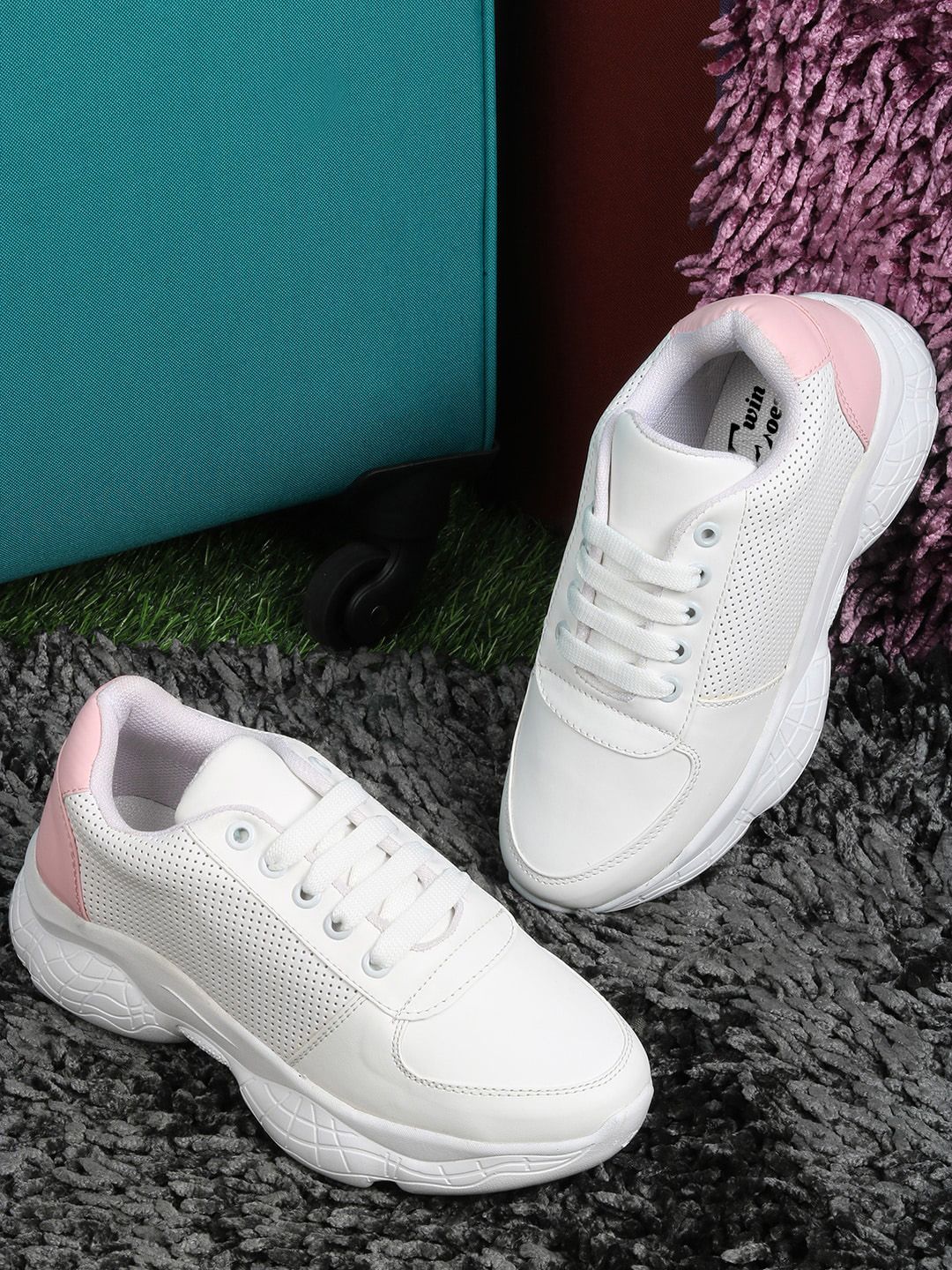 TWIN TOES Women White & Pink Sneakers Price in India